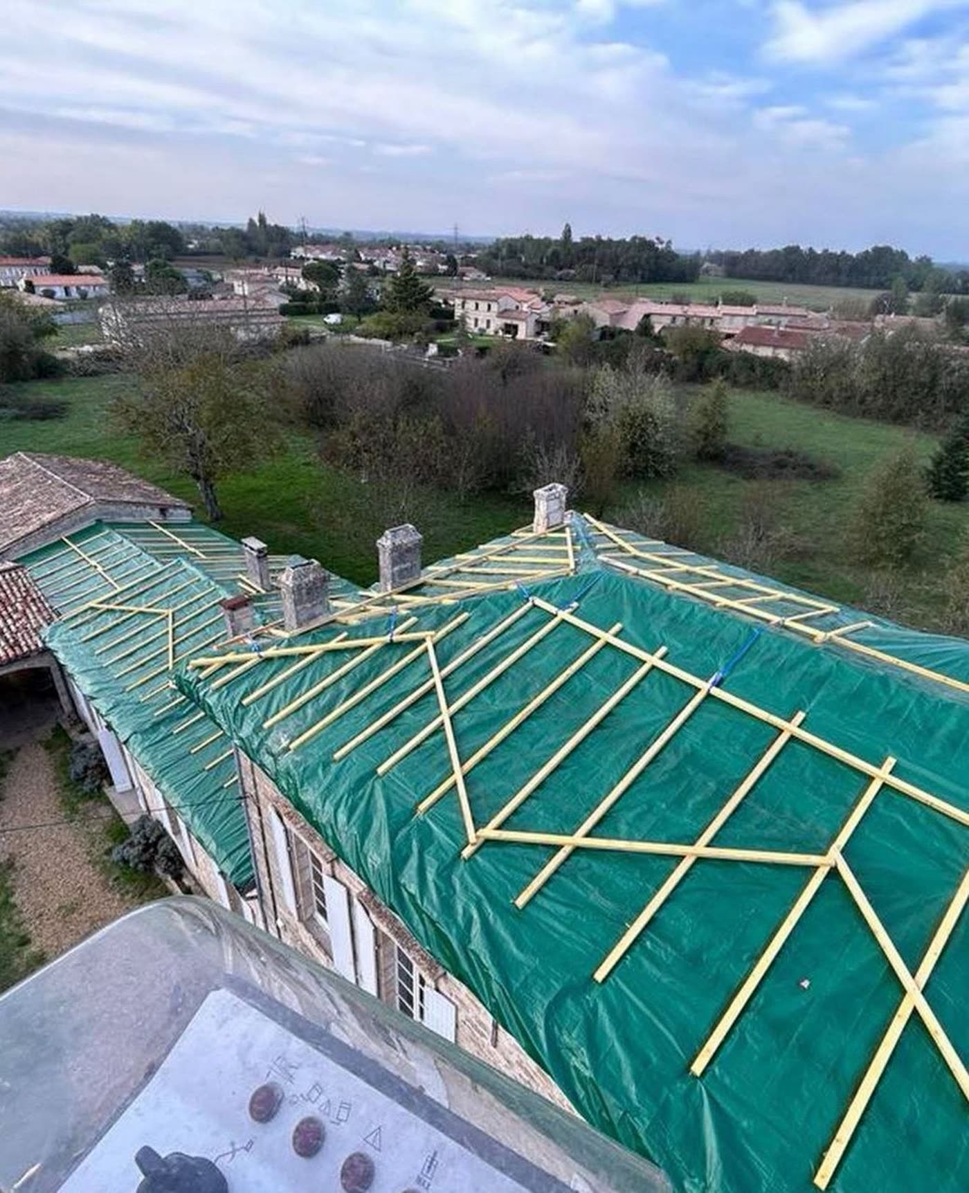 Réalisation toiture vue chantier